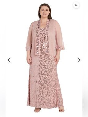 Embellished Mauve Evening Gown with Sheer Jacket